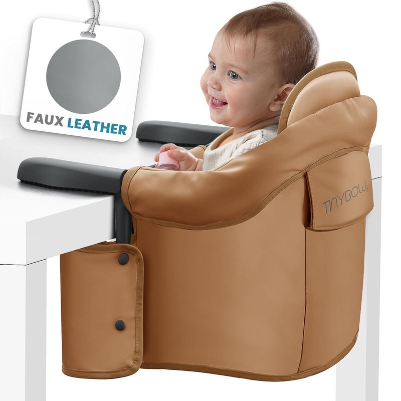 Tinybow Elegant Faux Leather Hook On High Chair for Table - Clip On High Chair to Table, Portable High Chair for Travel, High Chairs for Babies - Table High Chair, Clip On High Chair That Attaches to Table - Image 1